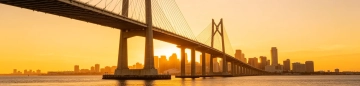 San Diego skyline and bridge at sunset